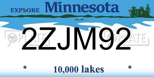2ZJM92 Minnesota License Plate