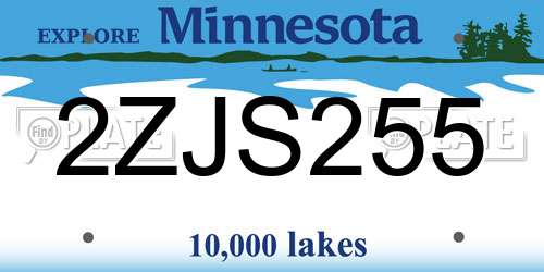 2ZJS255 Minnesota License Plate