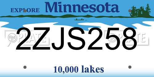 2ZJS258 Minnesota License Plate
