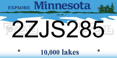2ZJS285 Minnesota License Plate