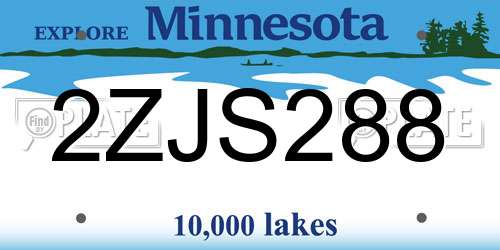 2ZJS288 Minnesota License Plate