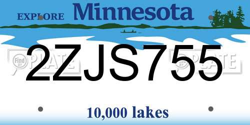 2ZJS755 Minnesota License Plate
