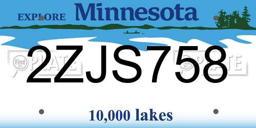 2ZJS758 Minnesota License Plate