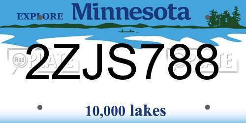 2ZJS788 Minnesota License Plate