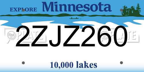 2ZJZ260 Minnesota License Plate