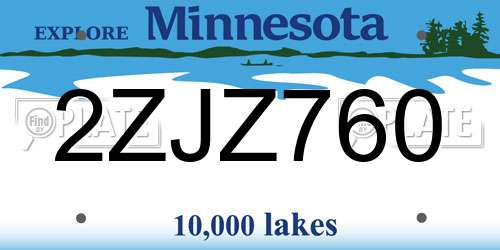 2ZJZ760 Minnesota License Plate