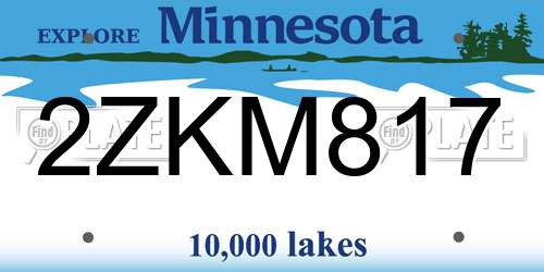 2ZKM817 Minnesota License Plate