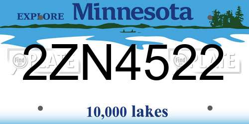 2ZN4522 Minnesota License Plate