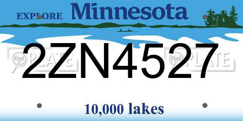 2ZN4527 Minnesota License Plate