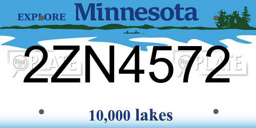 2ZN4572 Minnesota License Plate