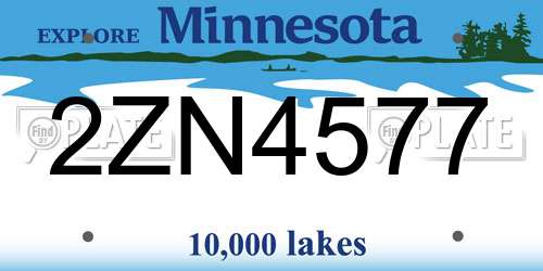 2ZN4577 Minnesota License Plate