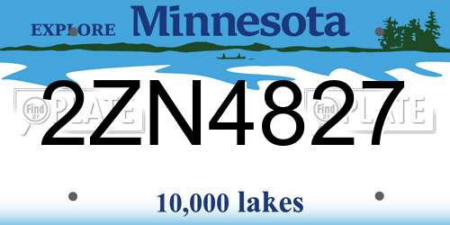 2ZN4827 Minnesota License Plate