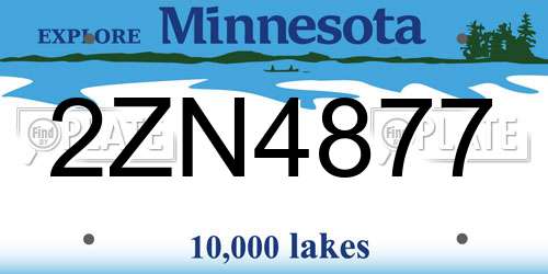 2ZN4877 Minnesota License Plate