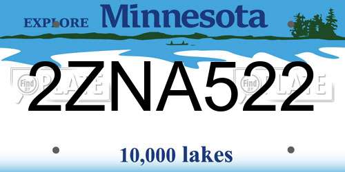 2ZNA522 Minnesota License Plate