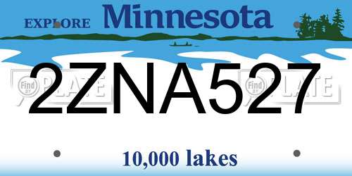 2ZNA527 Minnesota License Plate