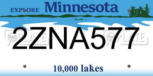 2ZNA577 Minnesota License Plate