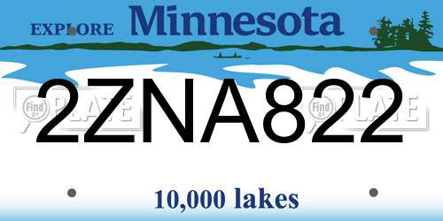 2ZNA822 Minnesota License Plate