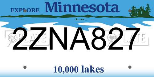 2ZNA827 Minnesota License Plate