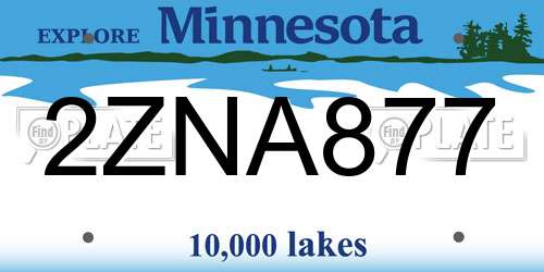 2ZNA877 Minnesota License Plate