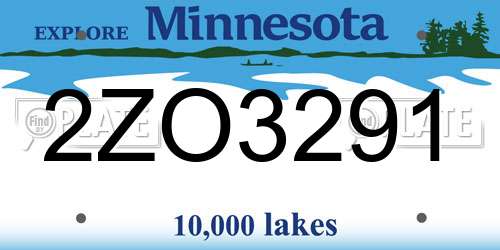 2ZO3291 Minnesota License Plate
