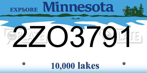 2ZO3791 Minnesota License Plate
