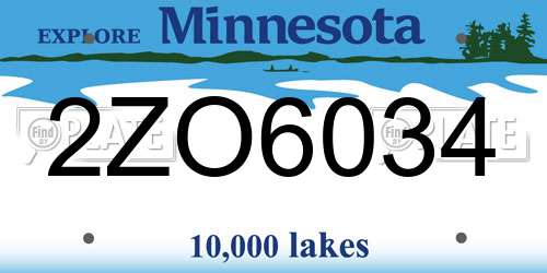 2ZO6034 Minnesota License Plate