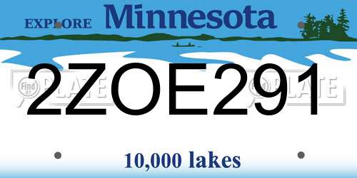 2ZOE291 Minnesota License Plate