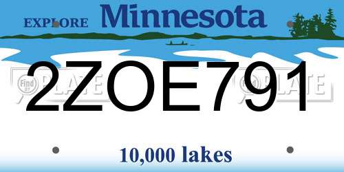2ZOE791 Minnesota License Plate
