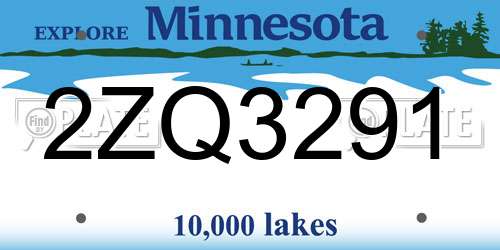 2ZQ3291 Minnesota License Plate