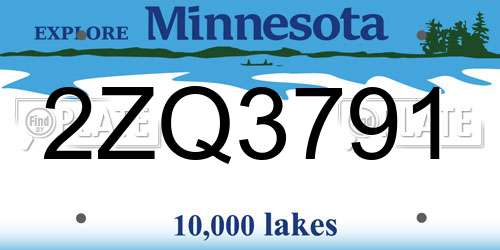 2ZQ3791 Minnesota License Plate