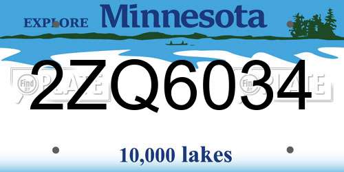 2ZQ6034 Minnesota License Plate