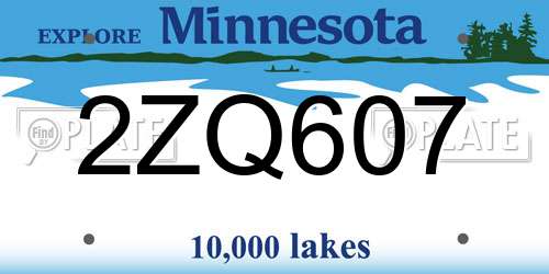 2ZQ607 Minnesota License Plate