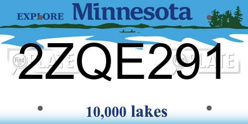 2ZQE291 Minnesota License Plate