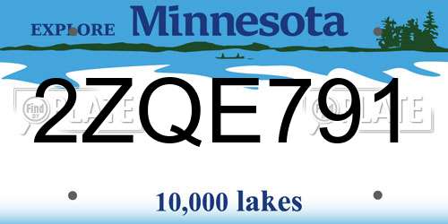 2ZQE791 Minnesota License Plate