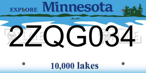 2ZQG034 Minnesota License Plate