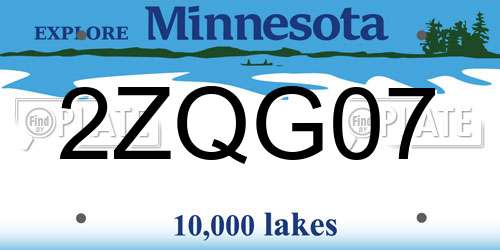 2ZQG07 Minnesota License Plate