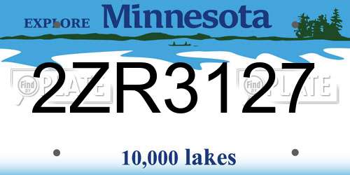 2ZR3127 Minnesota License Plate