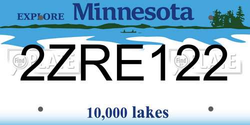 2ZRE122 Minnesota License Plate