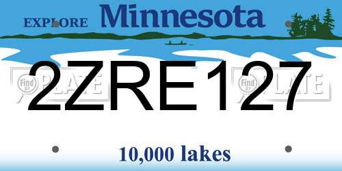 2ZRE127 Minnesota License Plate