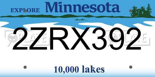 2ZRX392 Minnesota License Plate