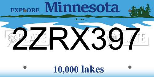 2ZRX397 Minnesota License Plate