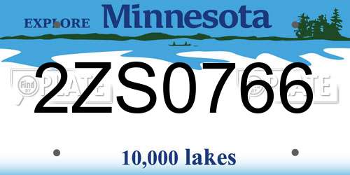 2ZS0766 Minnesota License Plate