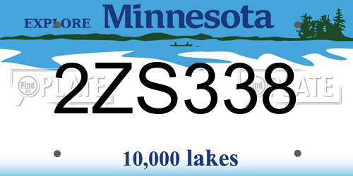 2ZS338 Minnesota License Plate