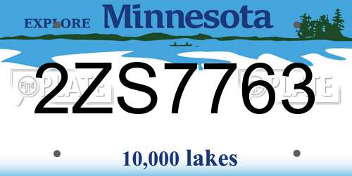 2ZS7763 Minnesota License Plate