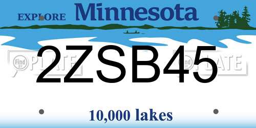 2ZSB45 Minnesota License Plate