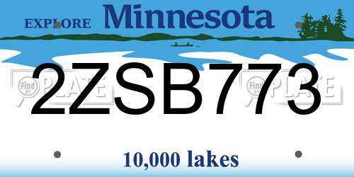 2ZSB773 Minnesota License Plate