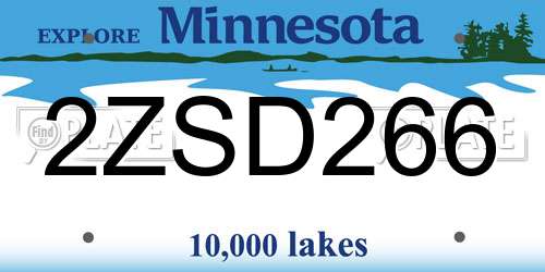 2ZSD266 Minnesota License Plate