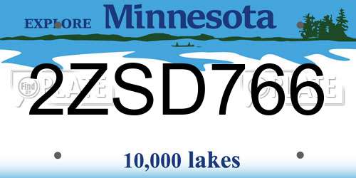 2ZSD766 Minnesota License Plate