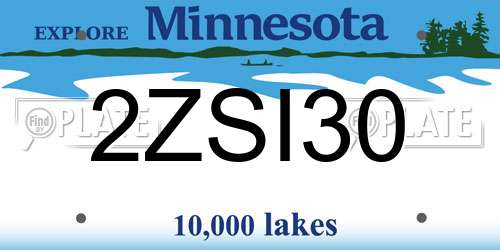 2ZSI30 Minnesota License Plate