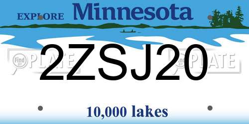 2ZSJ20 Minnesota License Plate